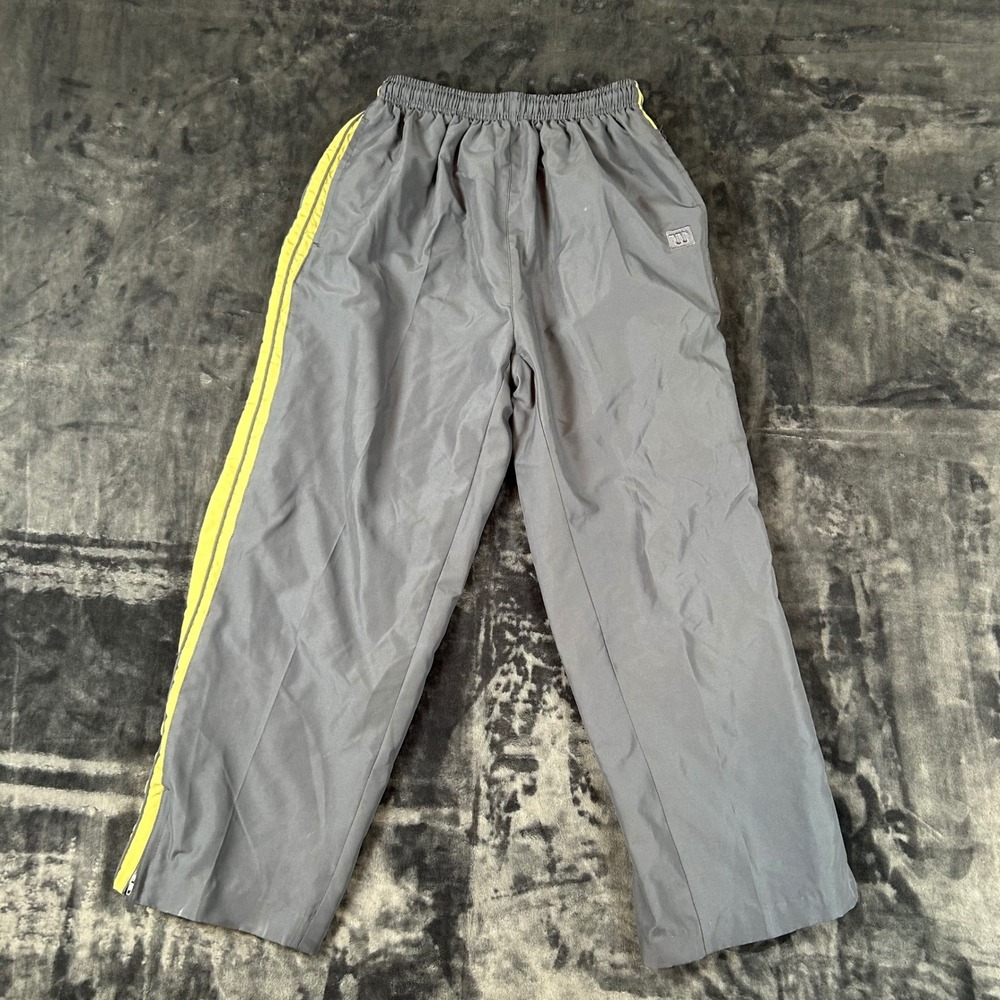 Wilson Track Pants Mens Small Gray Yellow Stripe Athletic Warm Up Zip‎ Ankle